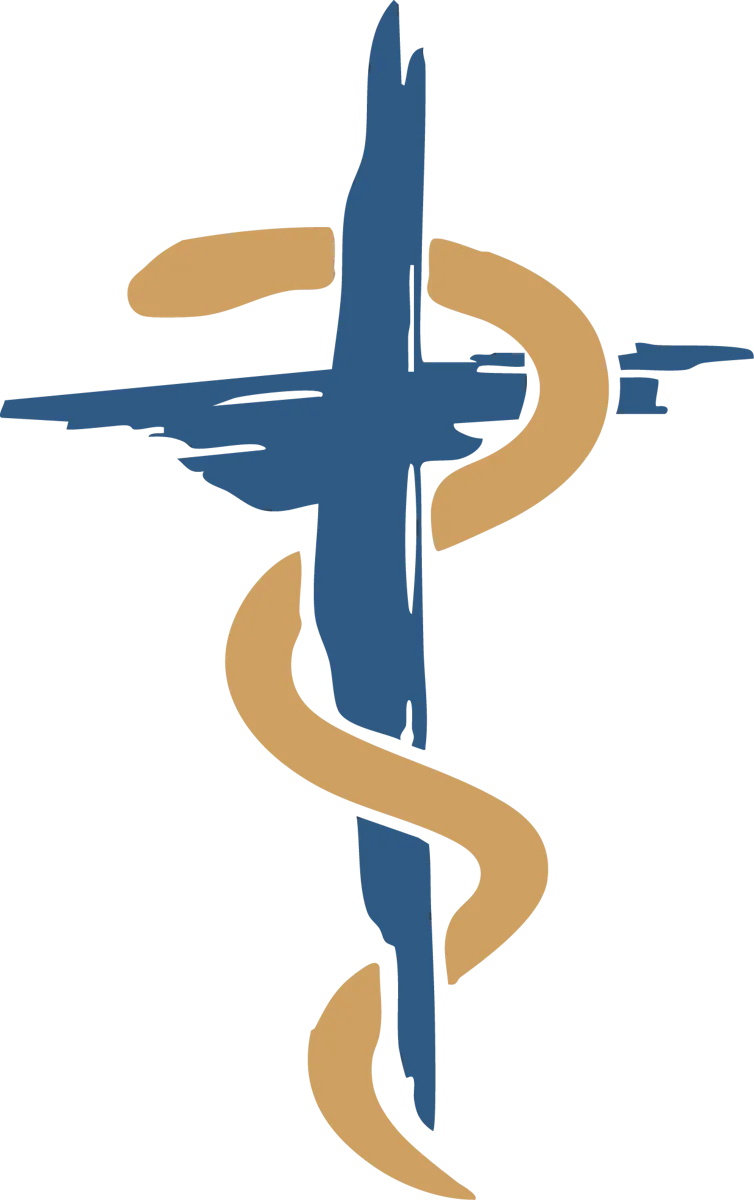 Societas Lucae logo: a blue cross with a golden serpent